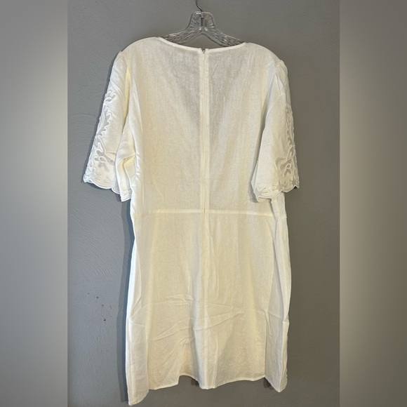 Secret Mission Linen Blend Lavinia Embroidered Scallop Hem Mini Dress Size Large - Picture 5 of 7
